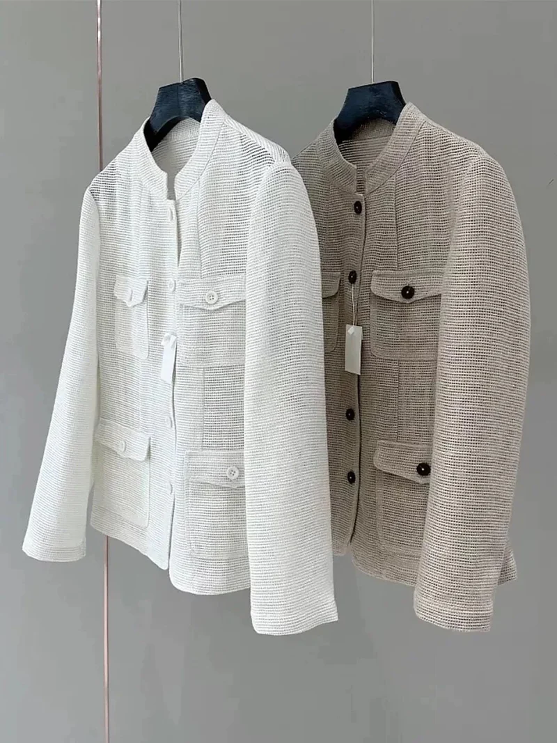 Damen Modische Sommerjacke aus leichtem Gewebe Nord Taschen