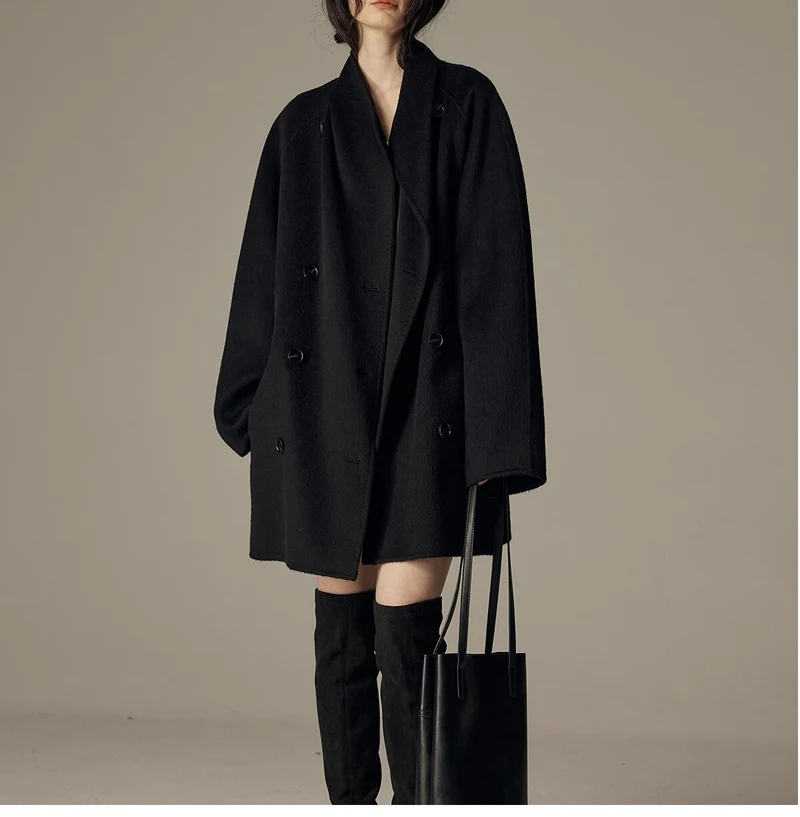 Damen Modische Oversized Wool-Mantel Nord Taschen