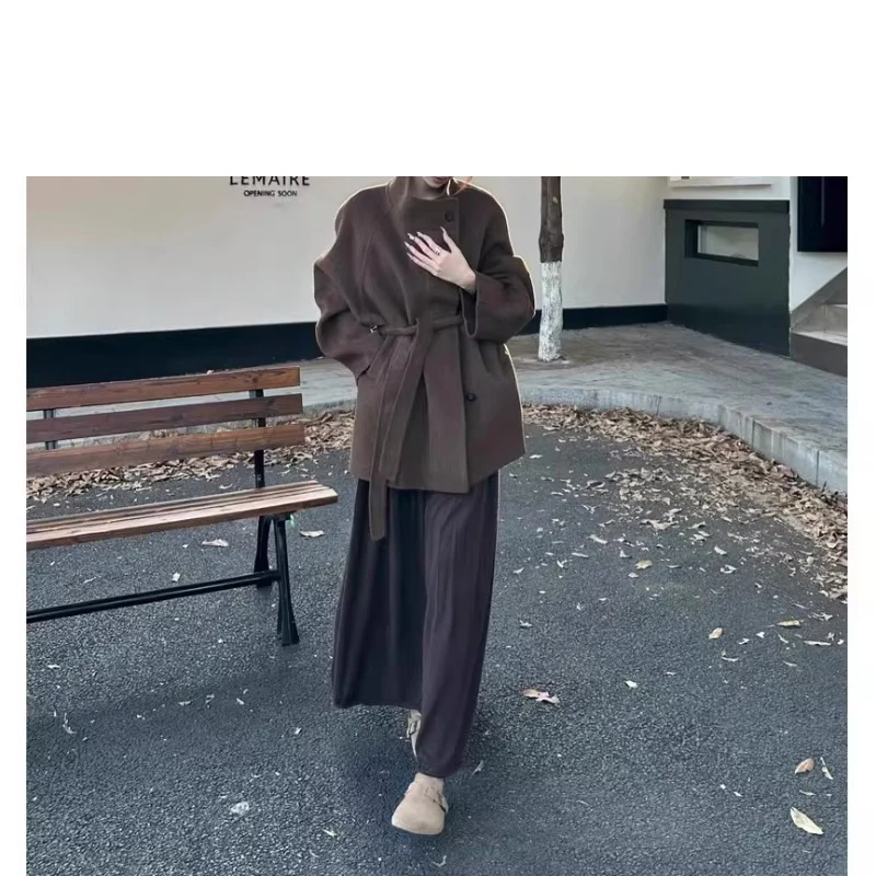 Damen Modische Oversized-Wolljacke Nord Taschen