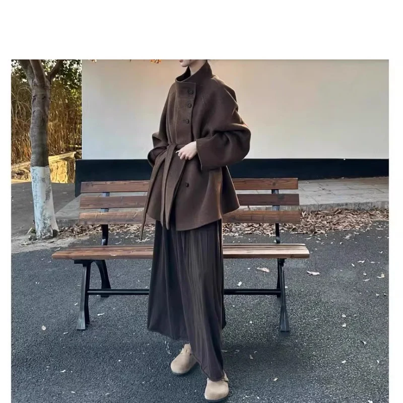 Damen Modische Oversized-Wolljacke Nord Taschen