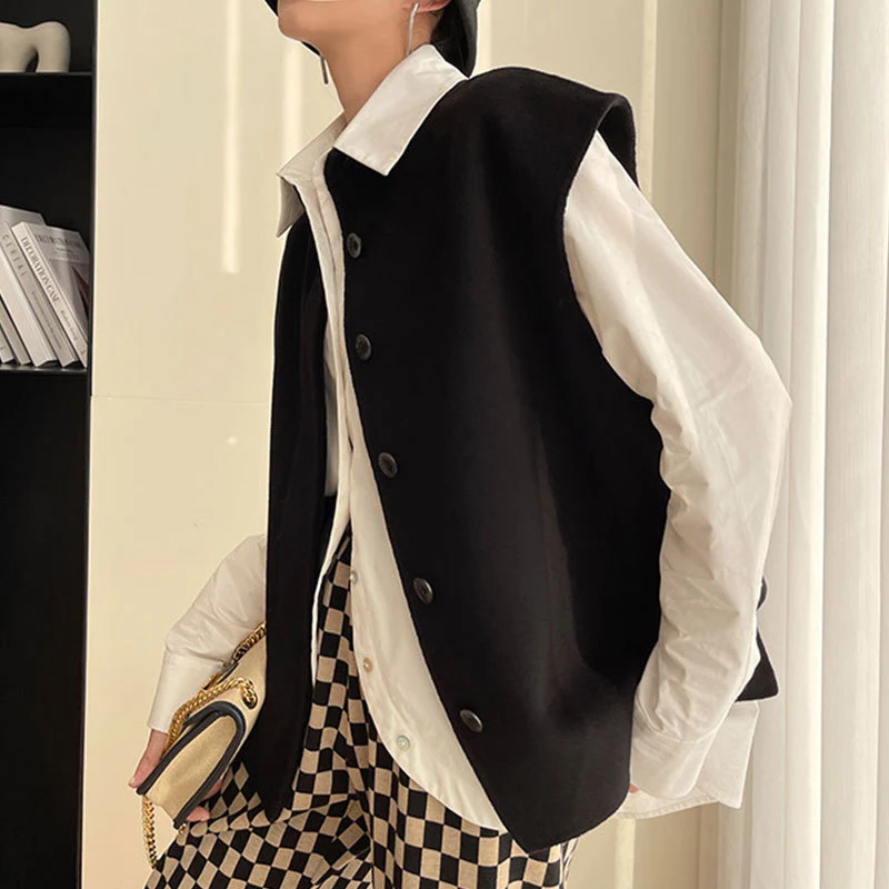 Damen Modische Oversized Weste Nord Taschen