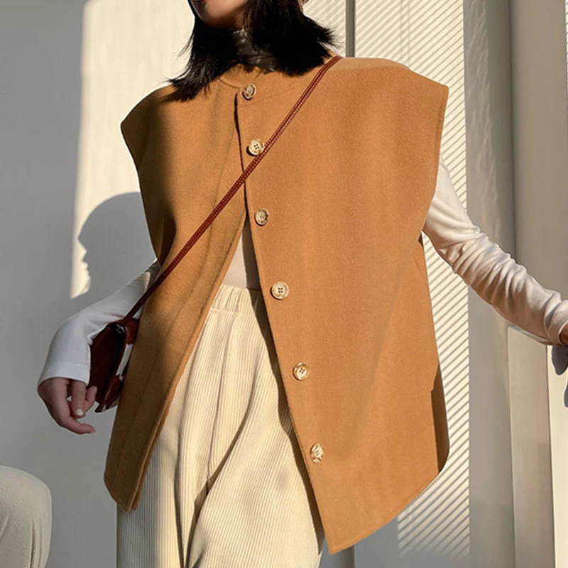 Damen Modische Oversized Weste Nord Taschen