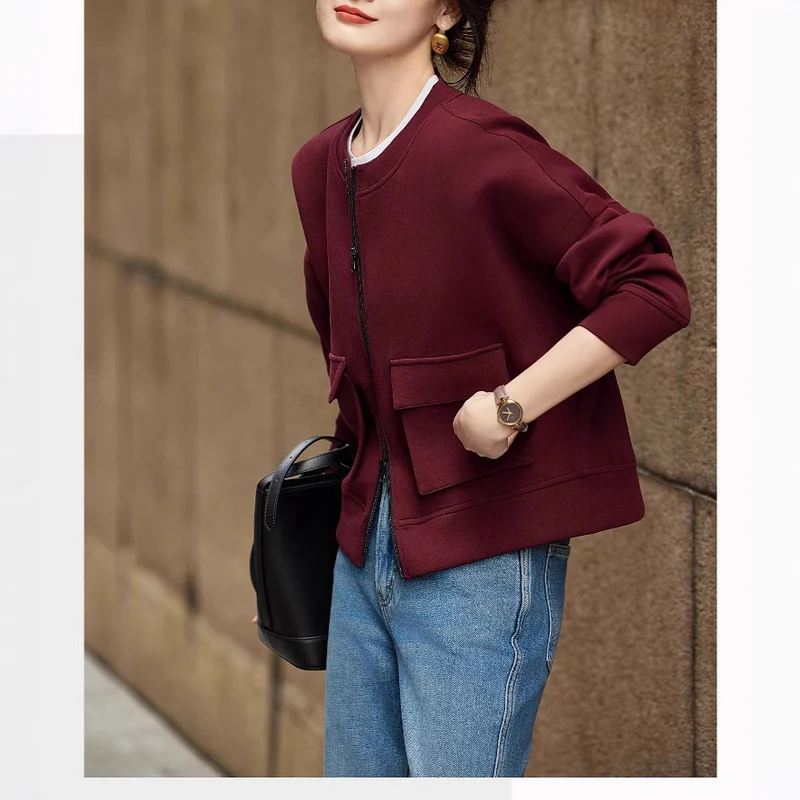 Damen Modische Oversized Sweatjacke Nord Taschen