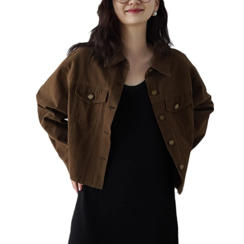 Damen Modische Oversized-Jacke mit Knöpfen und praktischen Taschen Nord Taschen