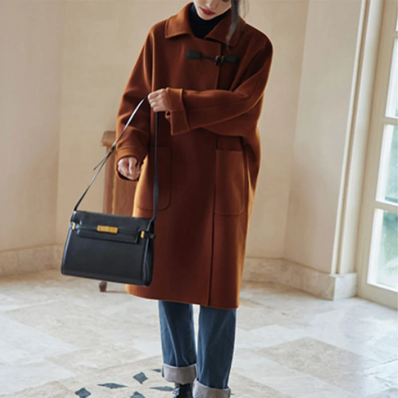 Damen modische oversized Jacke mit hohem Kragen Nord Taschen