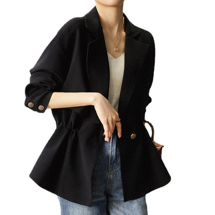 Damen Modische Wickeljacke mit Taillenakzent Nord Taschen