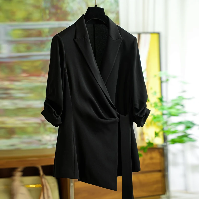 Damen Modische Wickelblazer-Jacke Nord Taschen