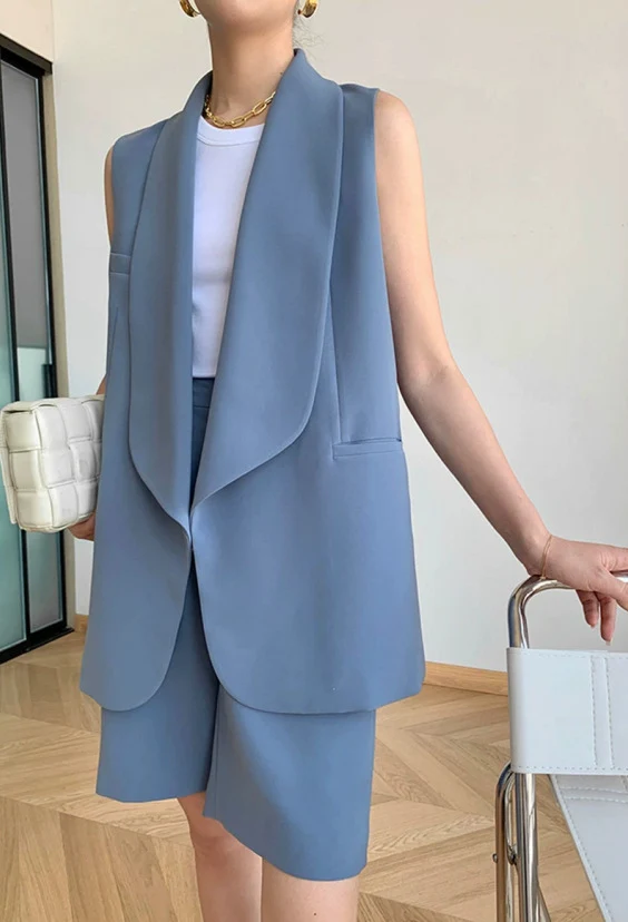 Damen Modische Weste und Shorts Set Nord Taschen