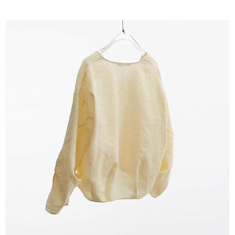 Damen Luftige und bequeme Leinenbluse Nord Taschen