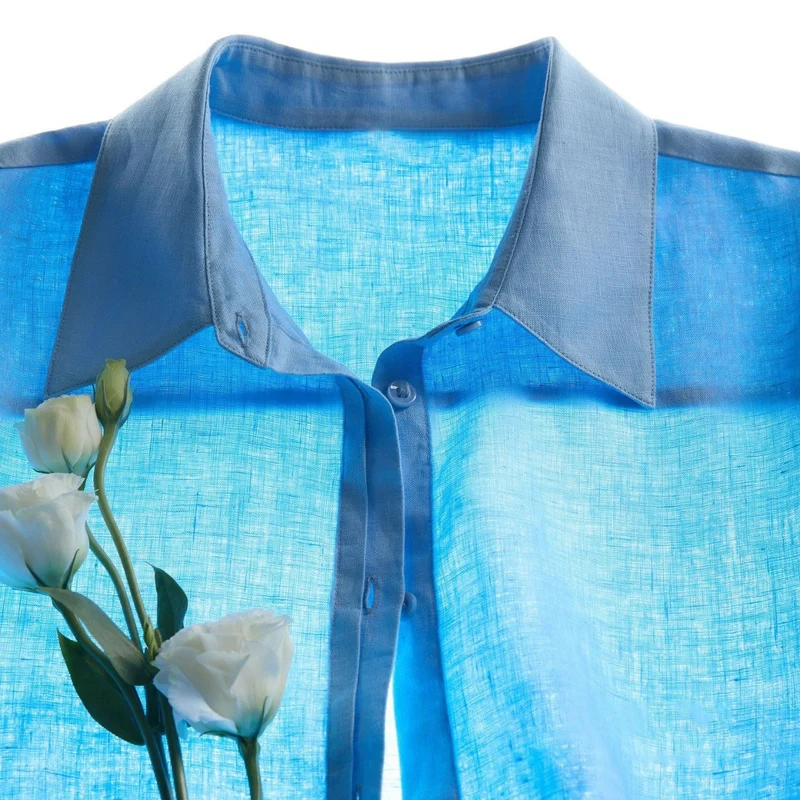 Damen Luftige Leinenbluse Nord Taschen