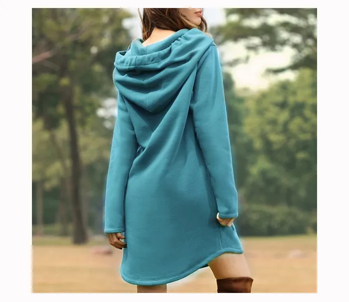 Gemütliches Langes Sweatshirt-Kleid mit Kapuze - Vittorelli