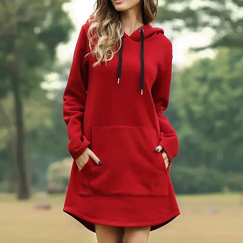 Gemütliches Langes Sweatshirt-Kleid mit Kapuze - Vittorelli