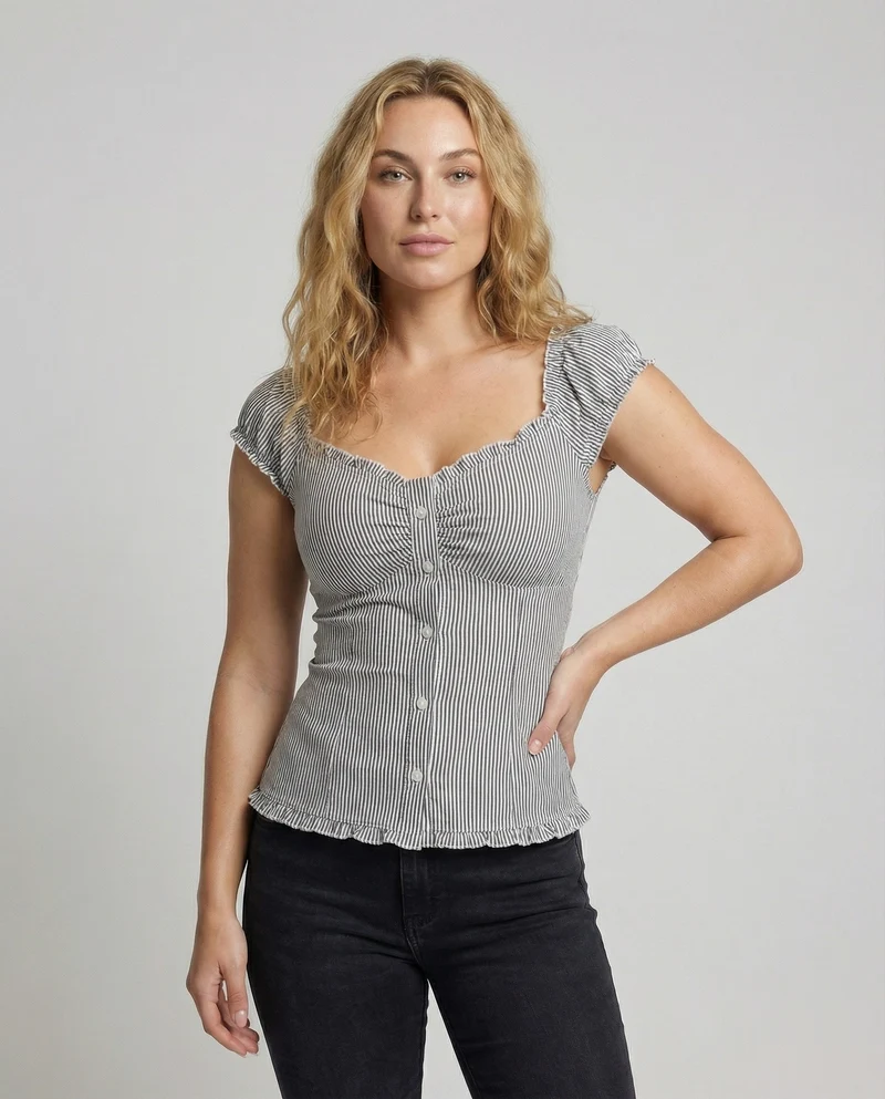 Damen Carmenbluse mit Puffärmeln