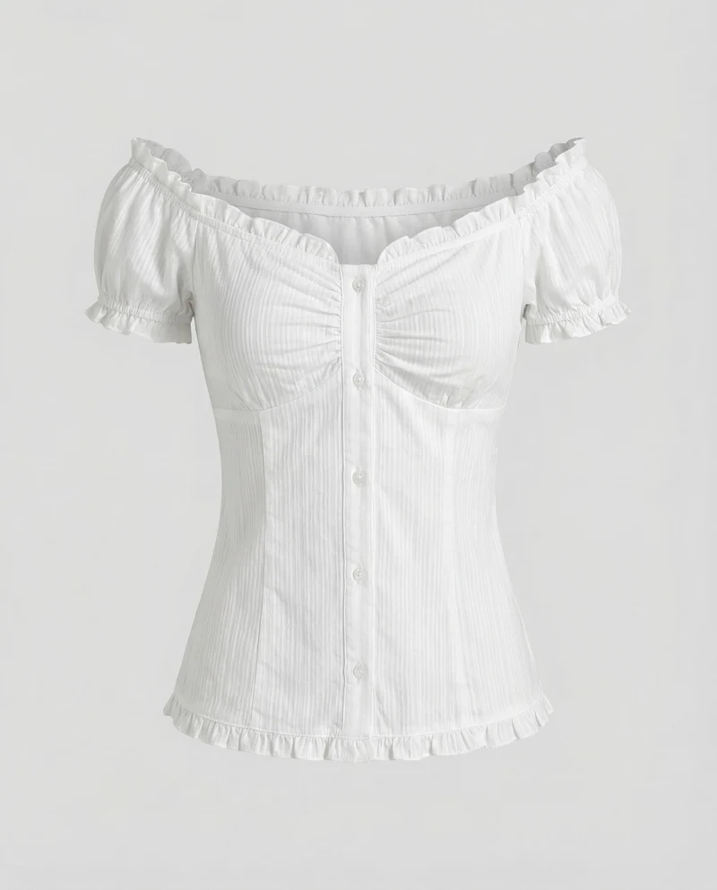 Damen Carmenbluse mit Puffärmeln