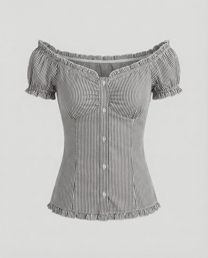 Damen Carmenbluse mit Puffärmeln
