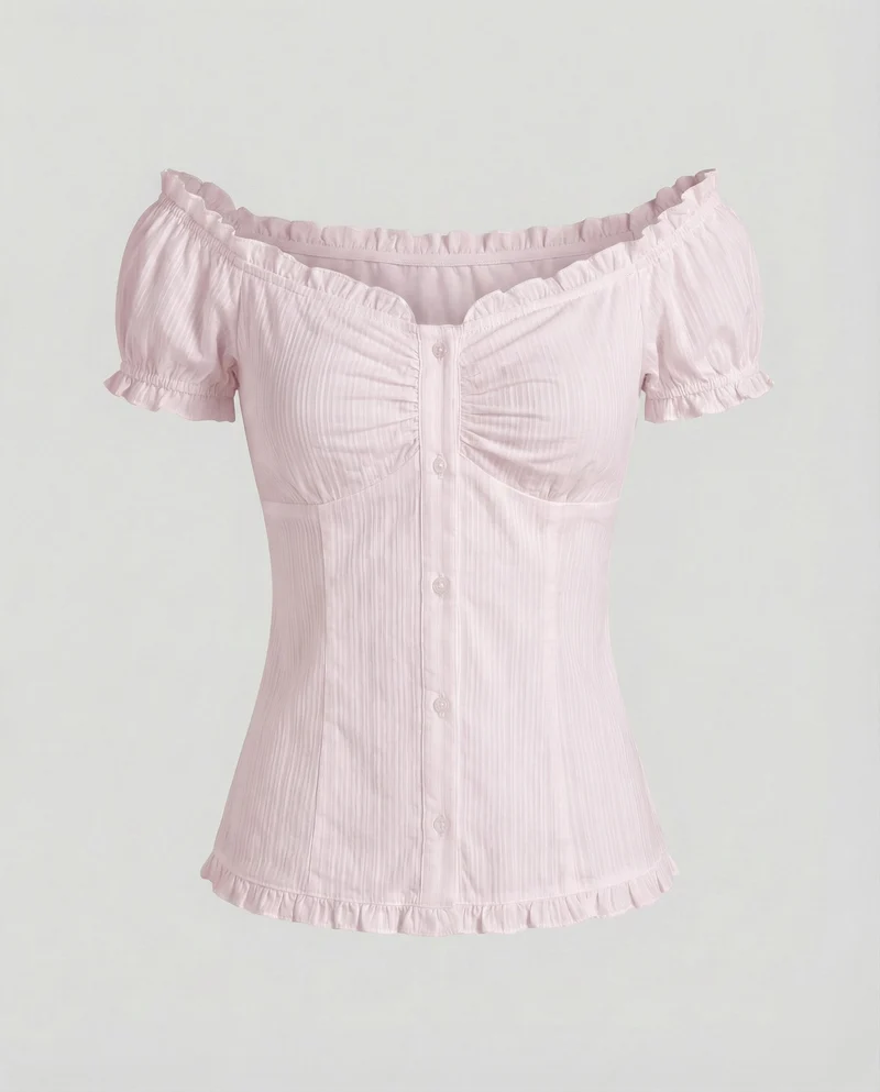 Damen Carmenbluse mit Puffärmeln