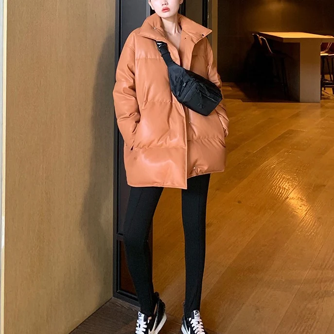 Damen Modische Oversized Daunenjacke Nord Taschen