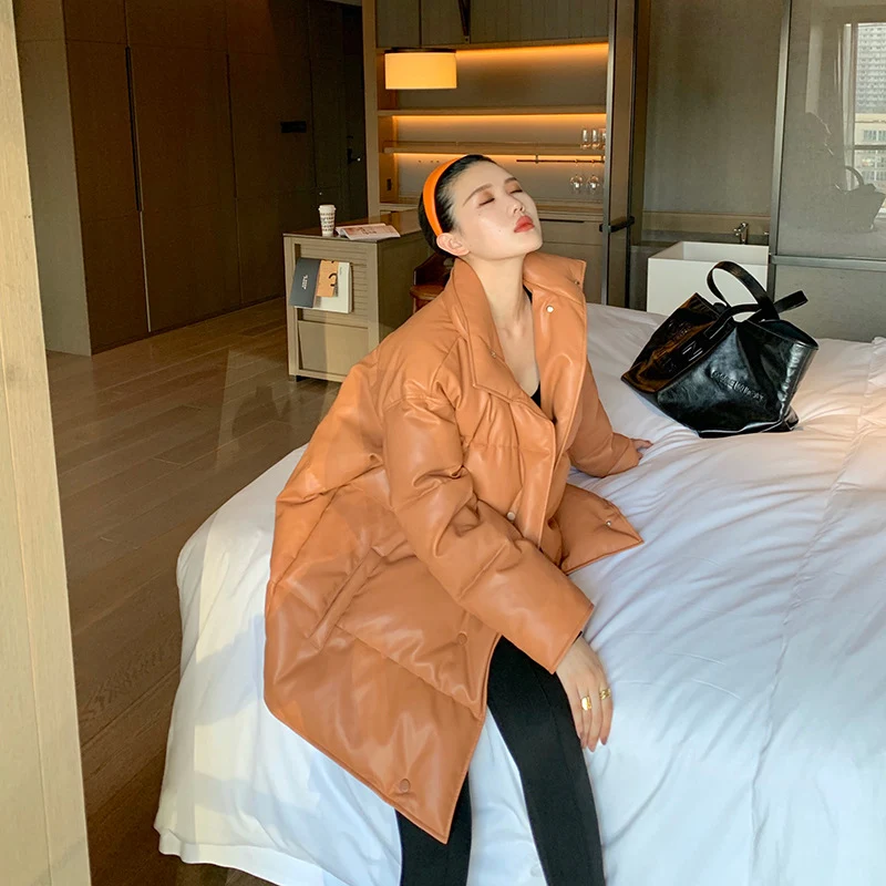 Damen Modische Oversized Daunenjacke Nord Taschen