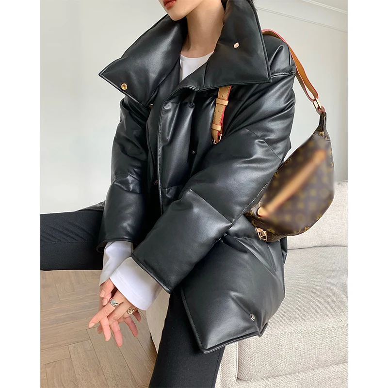 Damen Modische Oversized Daunenjacke Nord Taschen