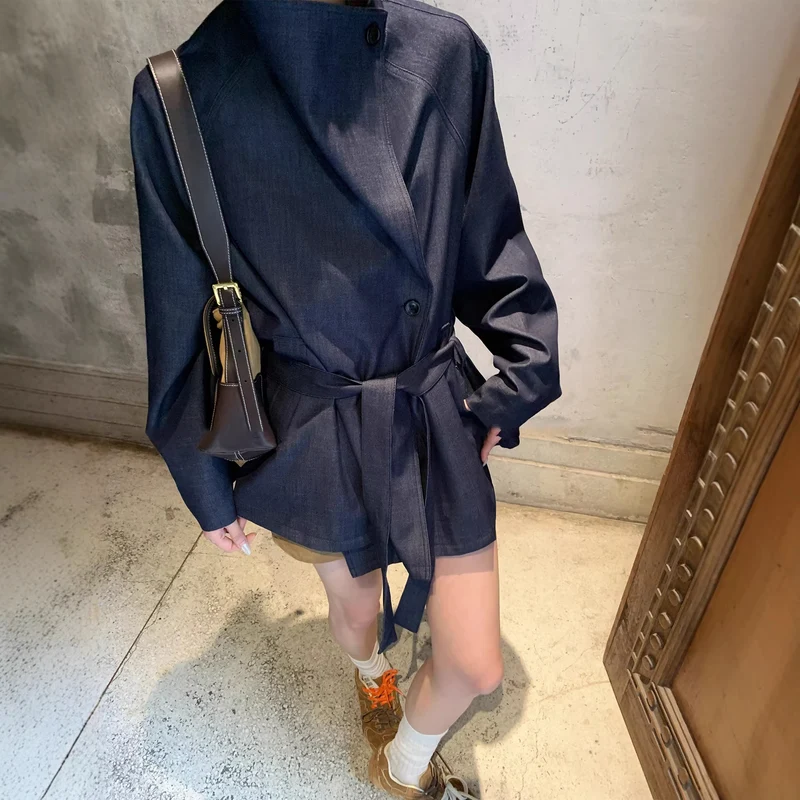 Damen Modische Oversized Blazerjacke Nord Taschen