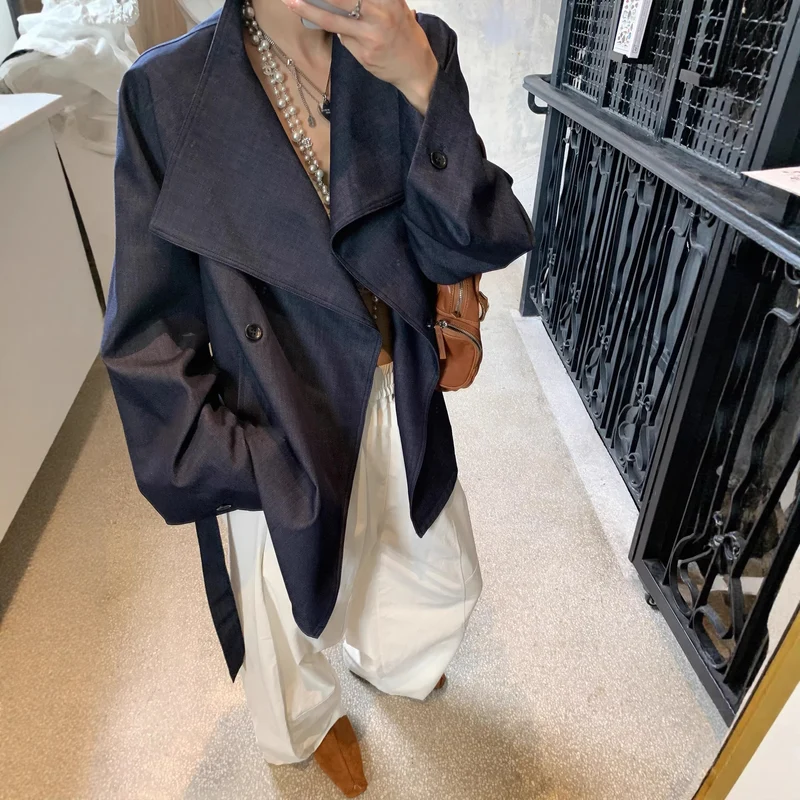 Damen Modische Oversized Blazerjacke Nord Taschen