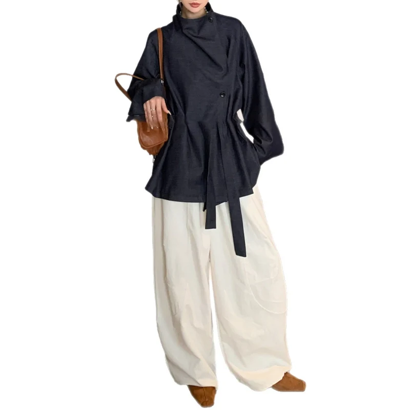 Damen Modische Oversized Blazerjacke Nord Taschen
