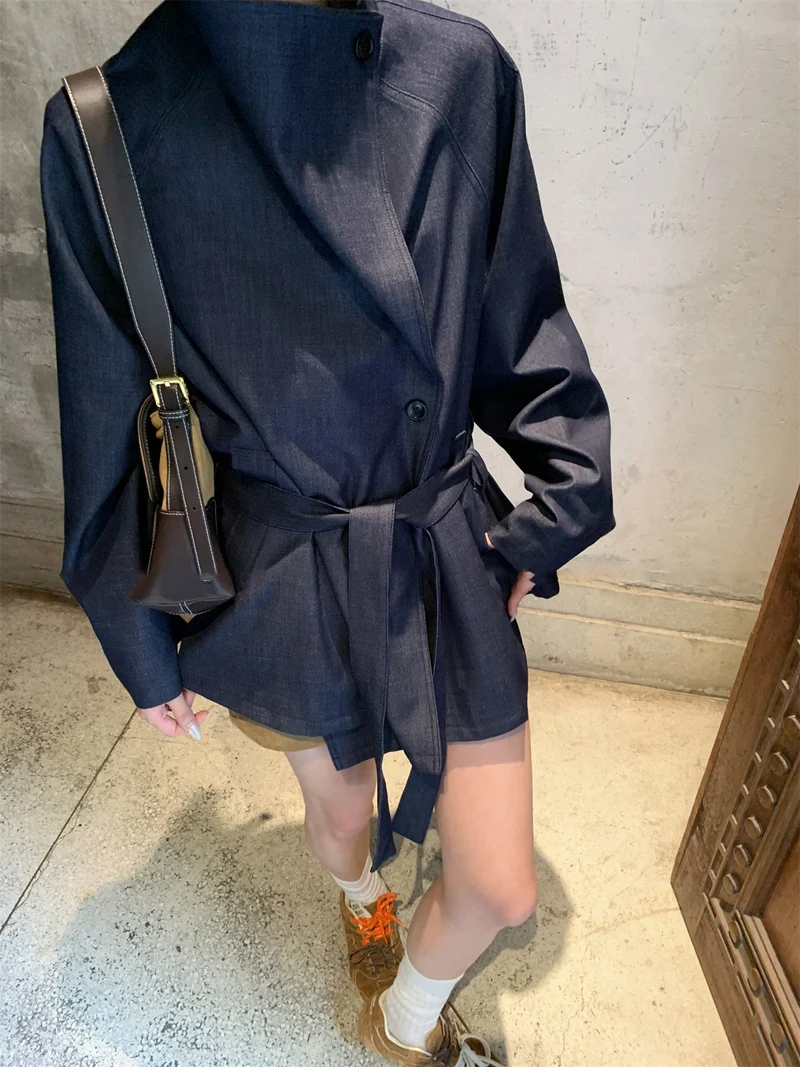 Damen Modische Oversized Blazerjacke Nord Taschen