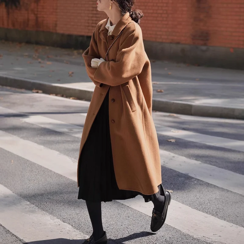 Damen Modische Oversize Wolljacke Nord Taschen