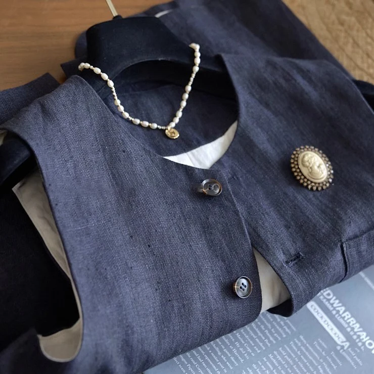 Damen Modische Leinenweste Nord Taschen
