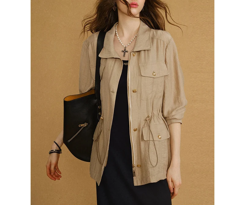 Damen Modische Leinenjacke Nord Taschen