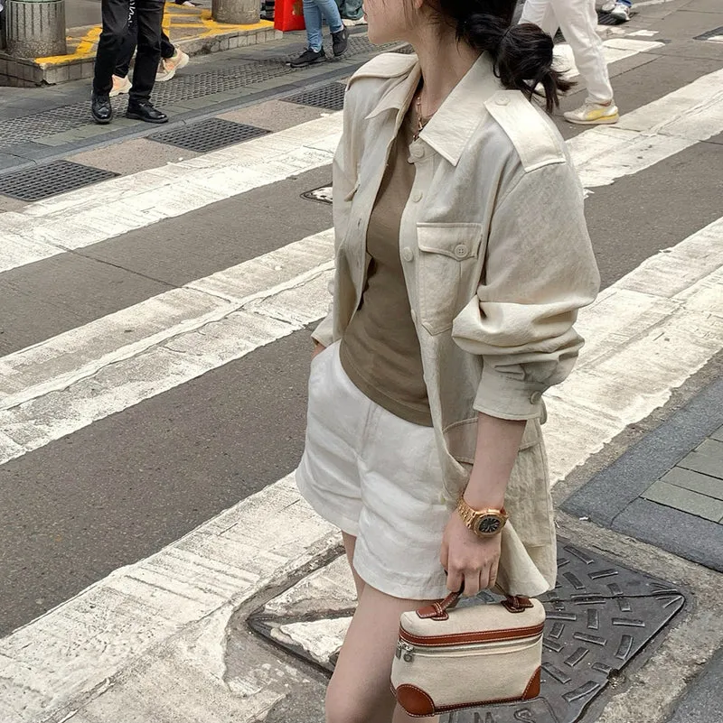 Damen Modische Utility-Jacke mit Taschen Nord Taschen