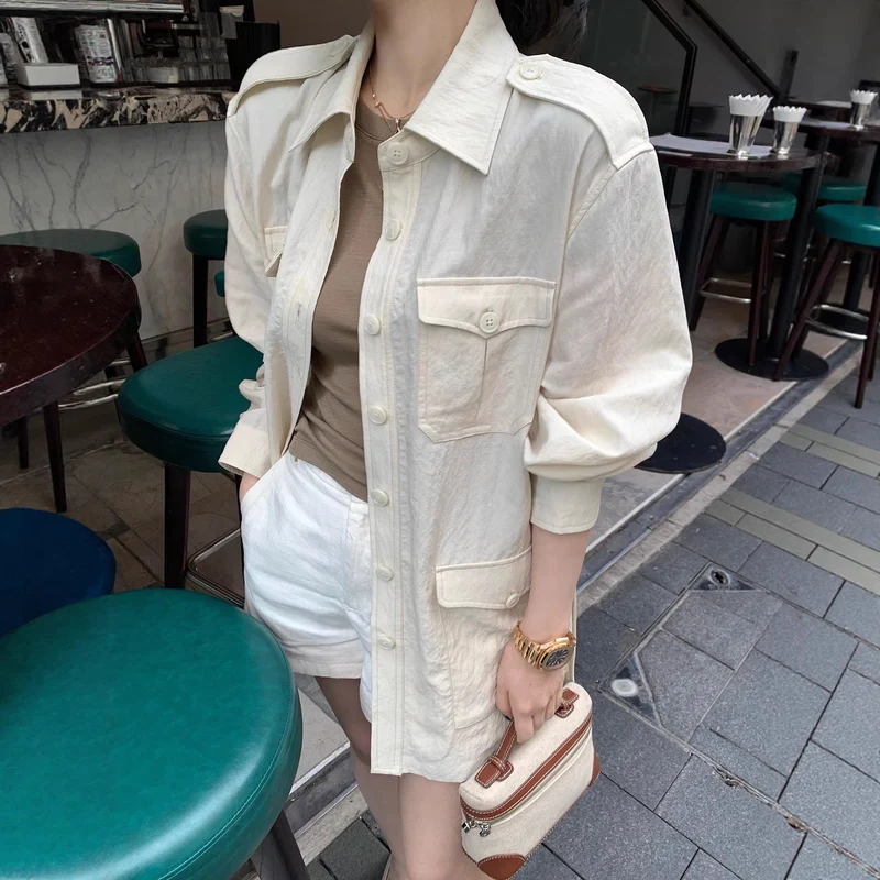 Damen Modische Utility-Jacke mit Taschen Nord Taschen