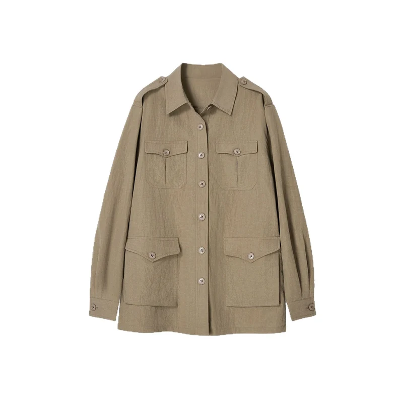 Damen Modische Utility-Jacke mit Taschen Nord Taschen