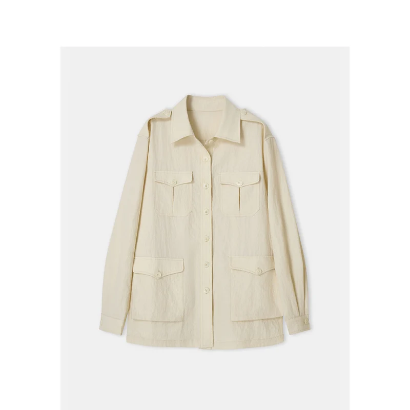 Damen Modische Utility-Jacke mit Taschen Nord Taschen