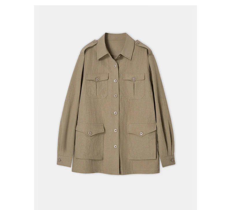 Damen Modische Utility-Jacke mit Taschen Nord Taschen