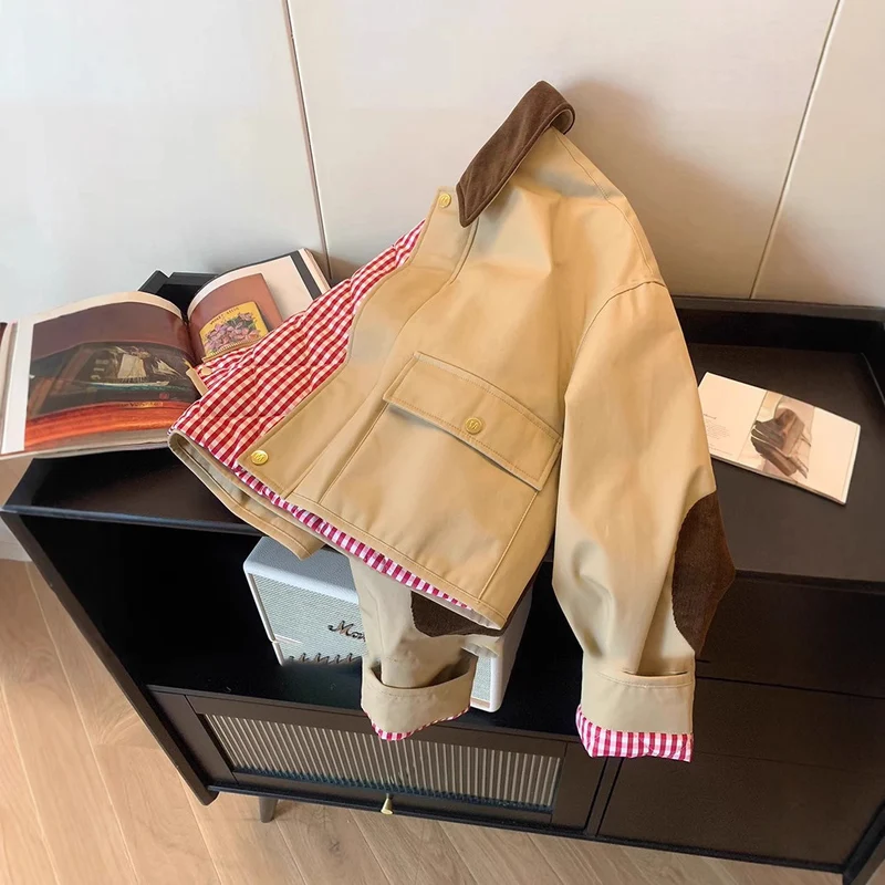 Damen Modische Utility-Jacke mit Samtkragen Nord Taschen