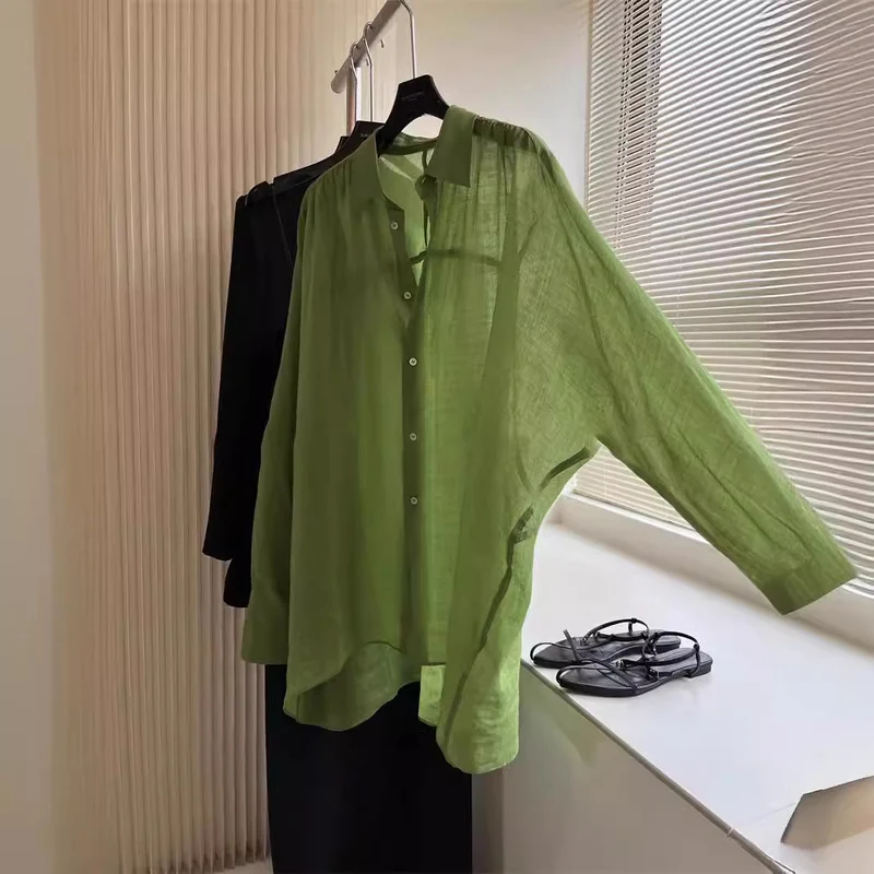 Damen Leichte und luftige Bluse aus reinem Leinen Nord Taschen