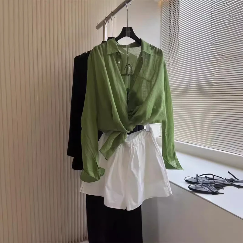 Damen Leichte und luftige Bluse aus reinem Leinen Nord Taschen