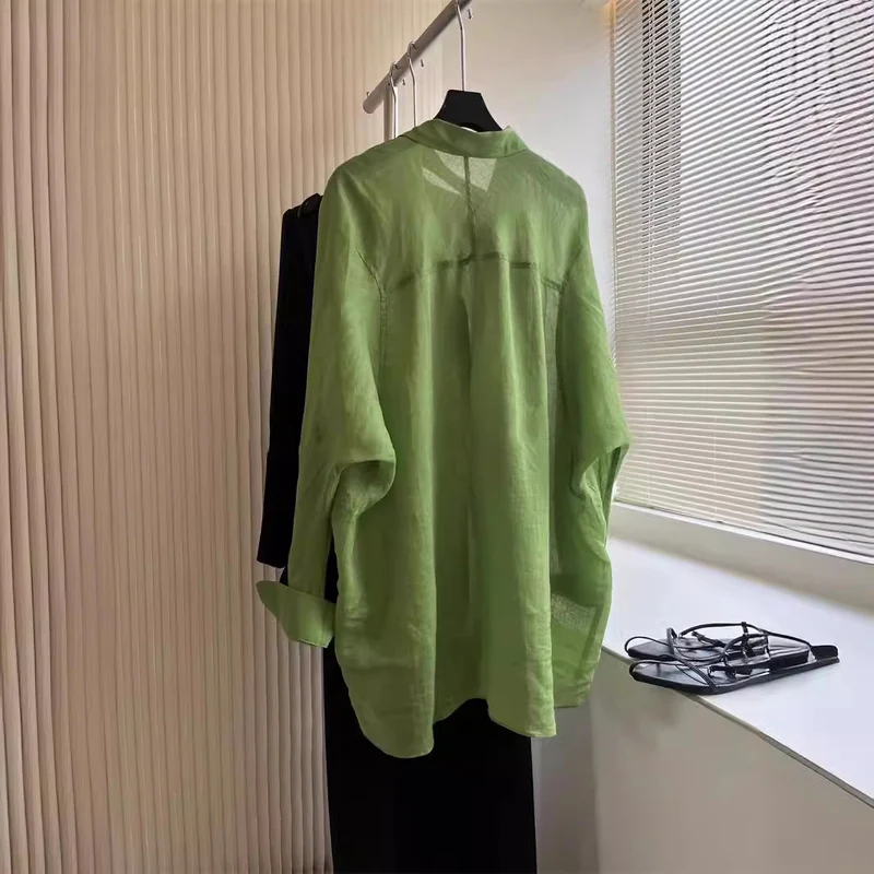 Damen Leichte und luftige Bluse aus reinem Leinen Nord Taschen