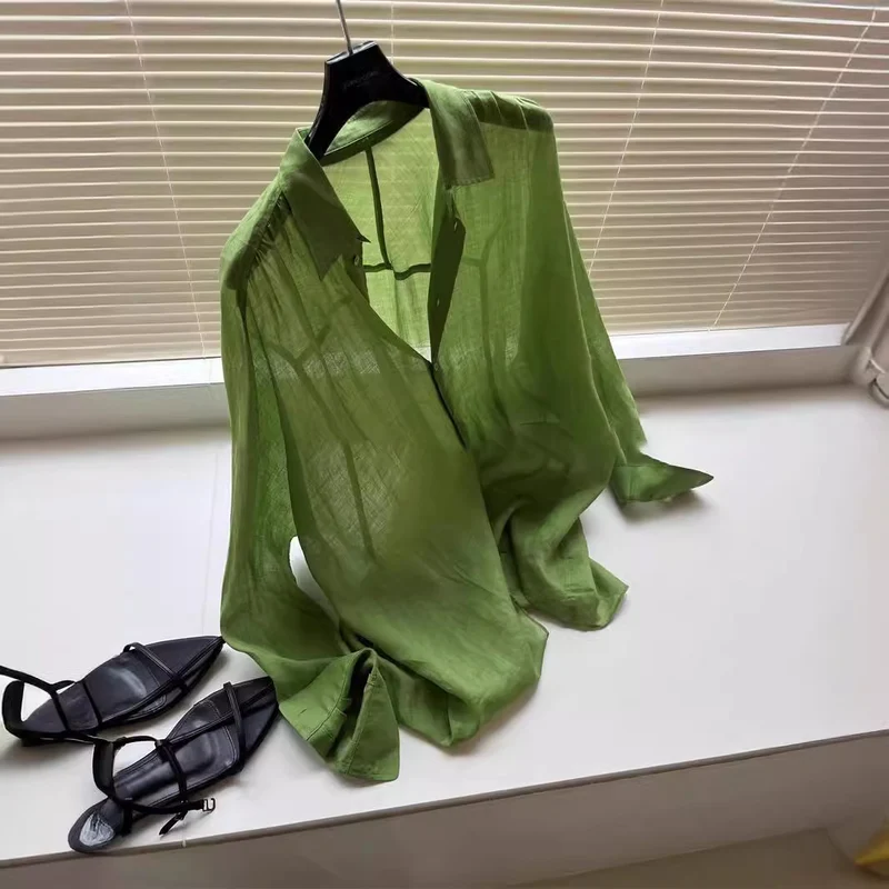 Damen Leichte und luftige Bluse aus reinem Leinen Nord Taschen