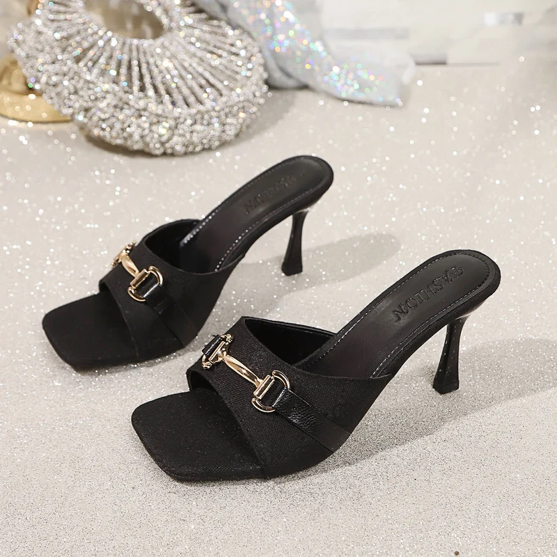 Damen modische Slingback-Pantoletten mit schickem Riemendesign und elegantem Absatz