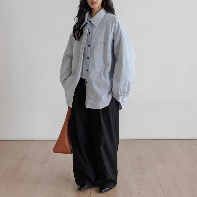 Damen Oversized Bluse mit Knopfdetail Nord Taschen