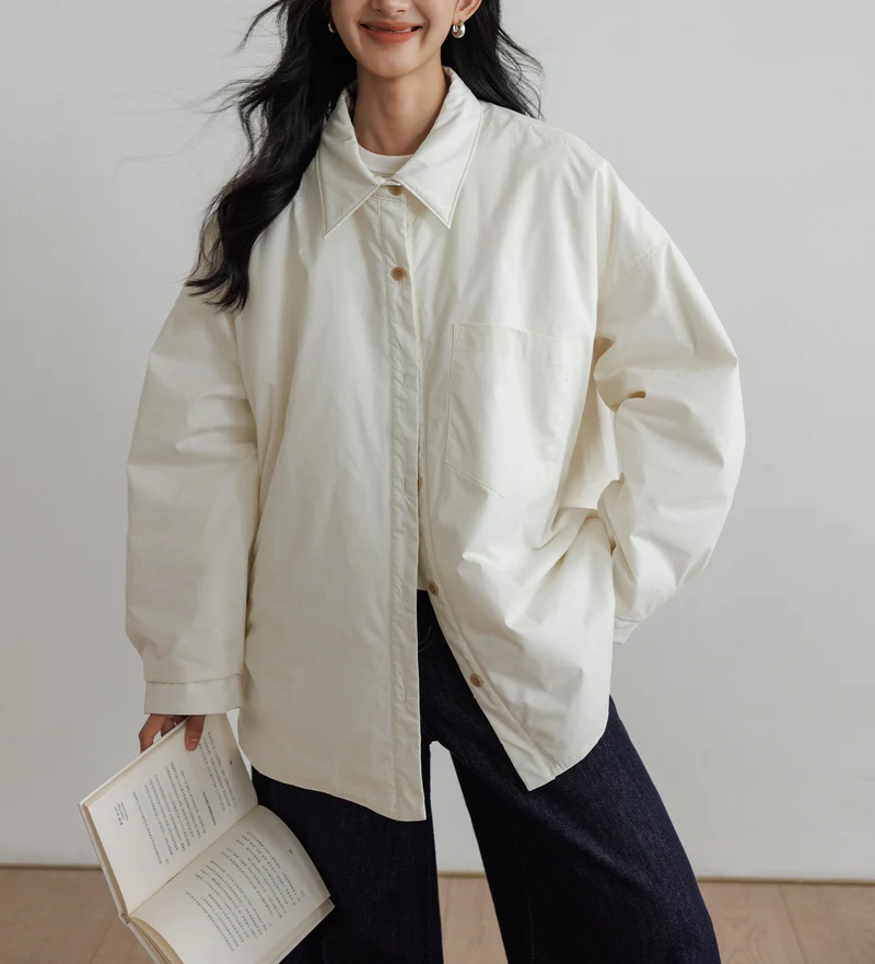 Damen Oversized Bluse mit Knopfdetail Nord Taschen