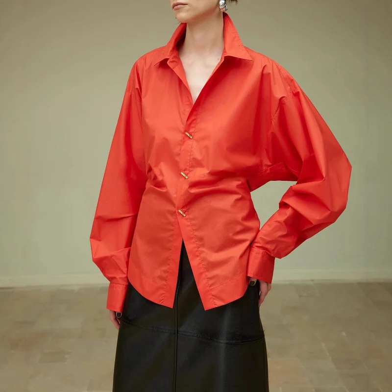 Damen Oversized Bluse mit ausgefallenem Schnitt Nord Taschen