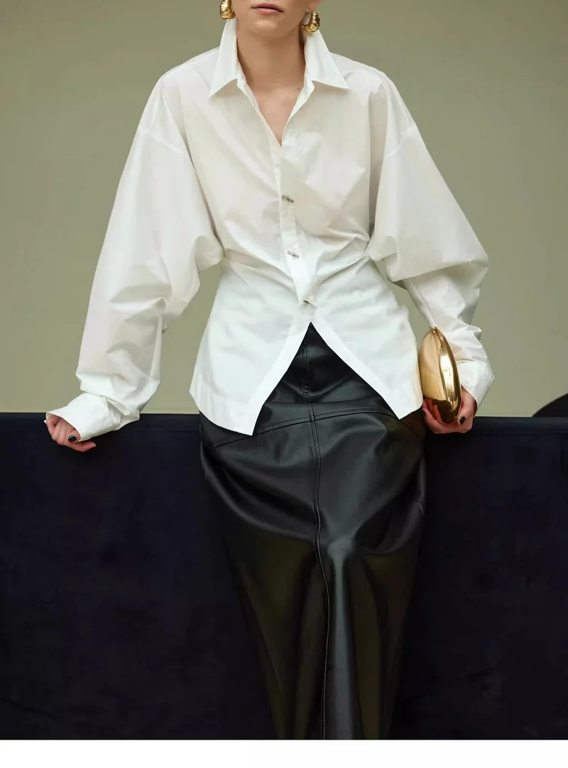 Damen Oversized Bluse mit ausgefallenem Schnitt Nord Taschen