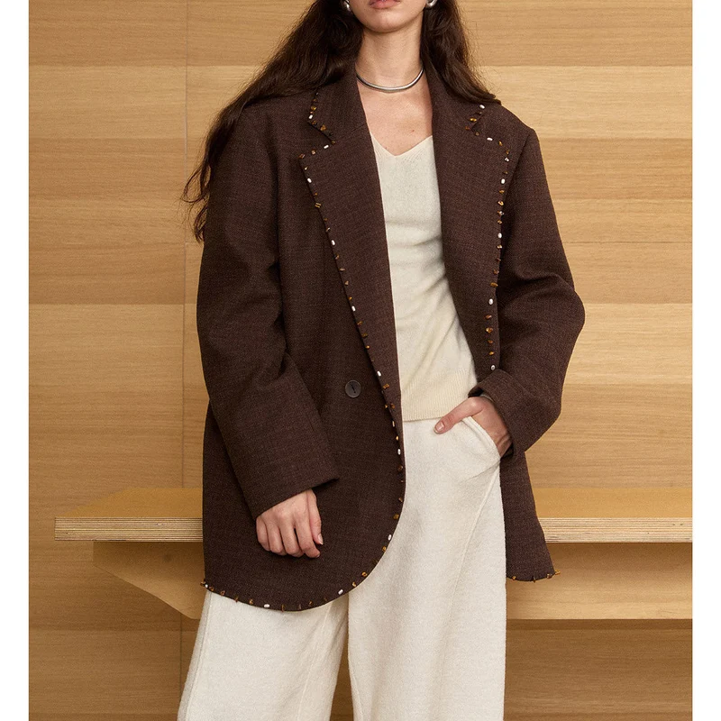 Damen Oversized Blazer mit Dekorstich Nord Taschen