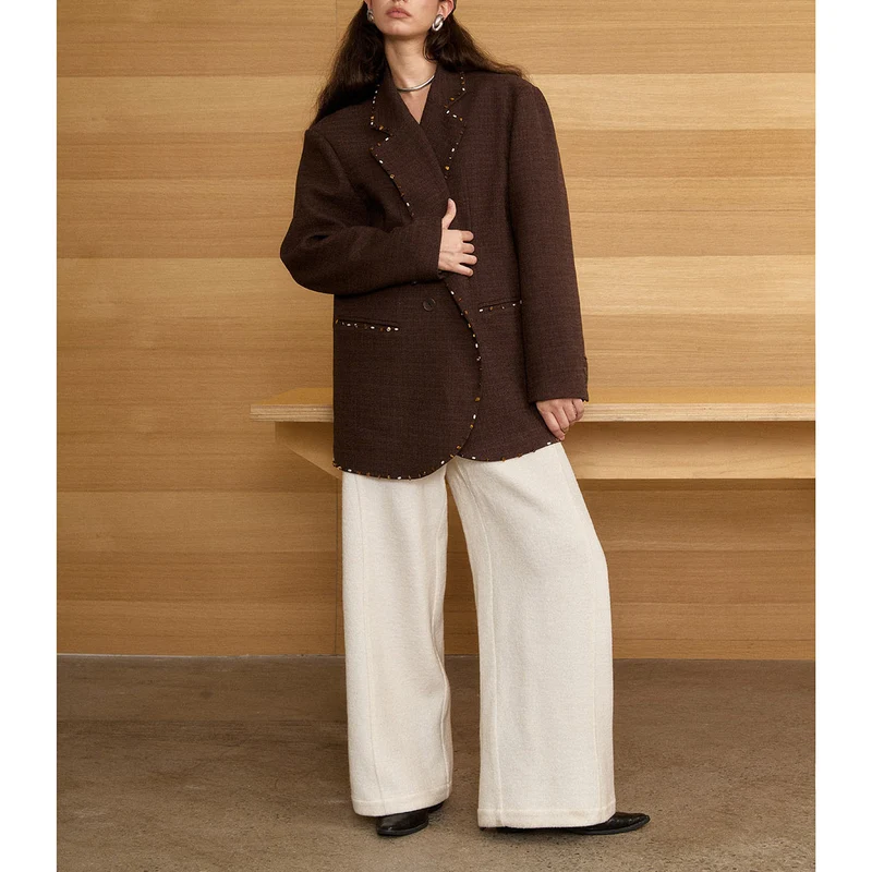 Damen Oversized Blazer mit Dekorstich Nord Taschen