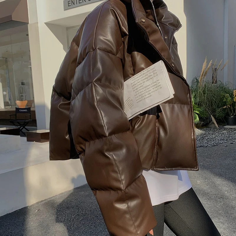 Damen Modische Lederdaunenjacke Nord Taschen