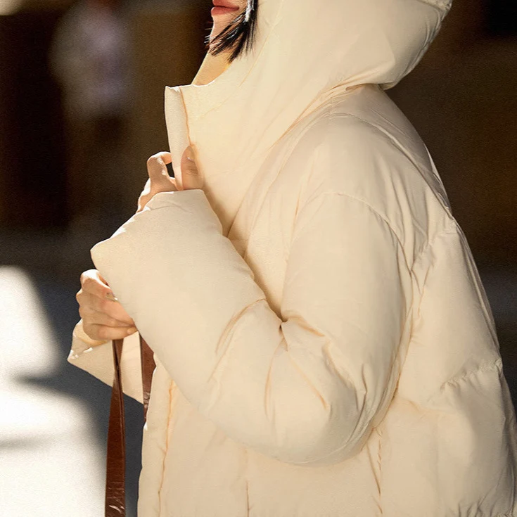 Damen Modische lange Daunenjacke Nord Taschen