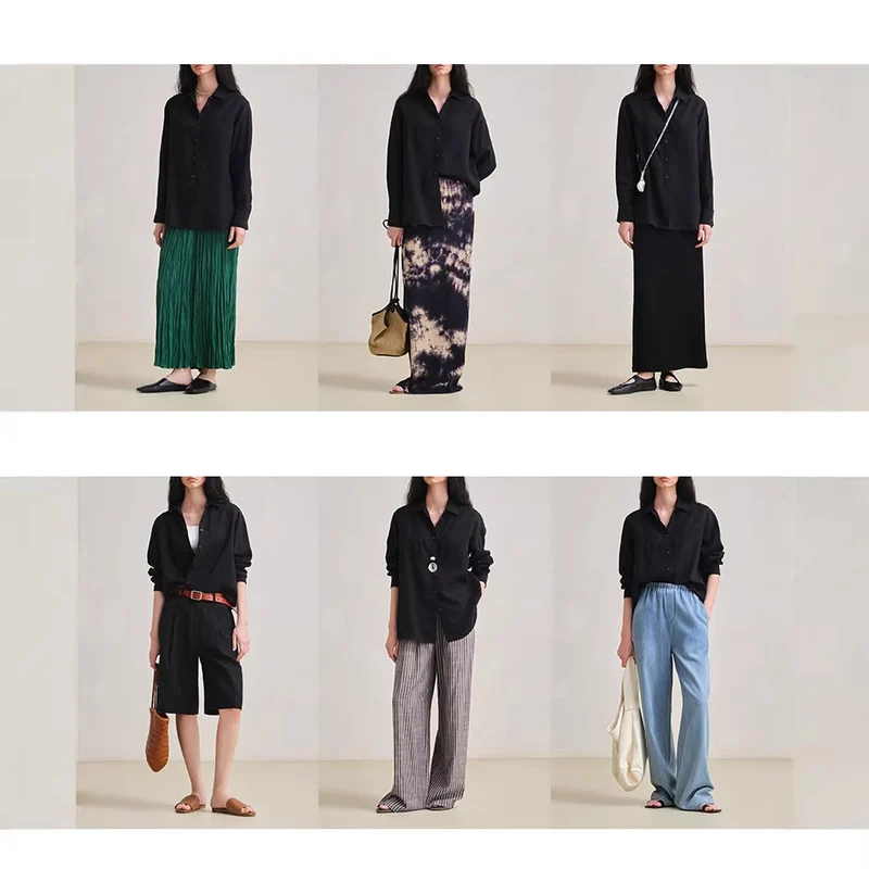 Damen Modische langärmlige Bluse Nord Taschen